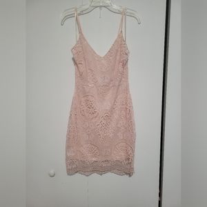 Pink Crochet Midi Dress